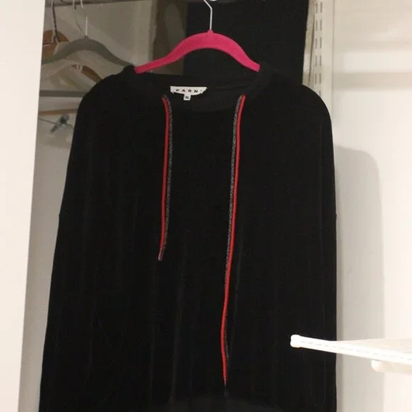 NWOT Black Sweater with Red & Gray Drawstrings Women’s Size XL - Picture 2 of 4